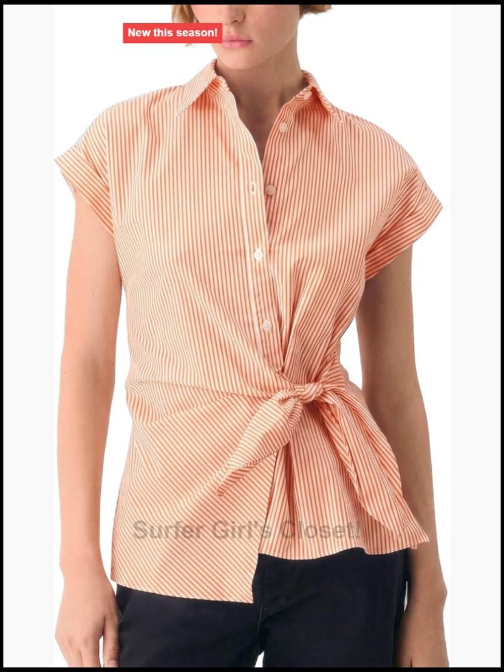Sleeveless Button Down Shirts Casual Striped Collared Tank Tops Front Tie Waist
